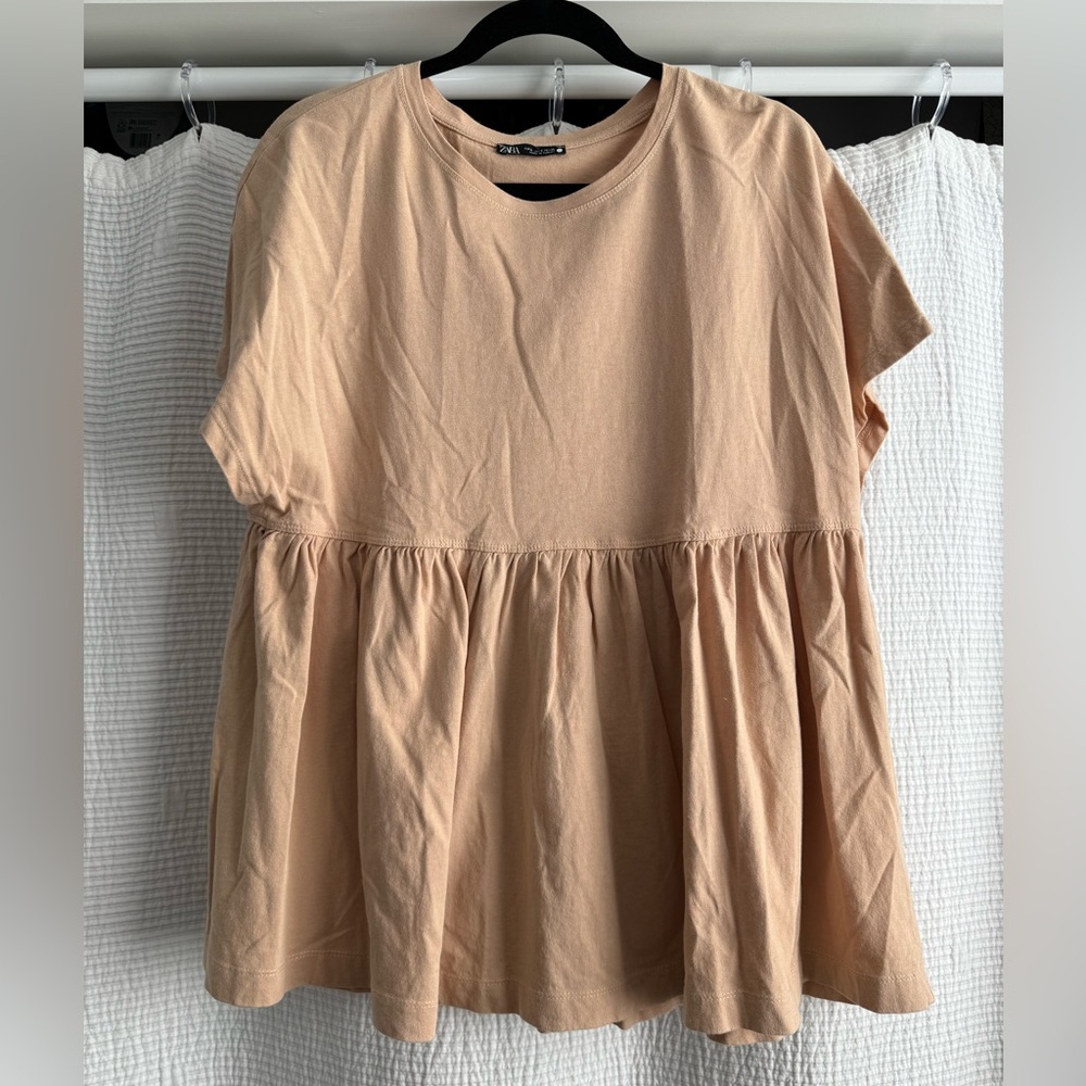 Zara Tan Boxy Blouse